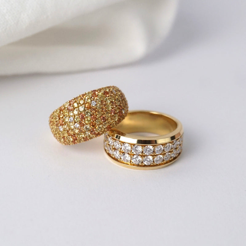 Yellow Gold & Diamond Two Row Anniversary Ring