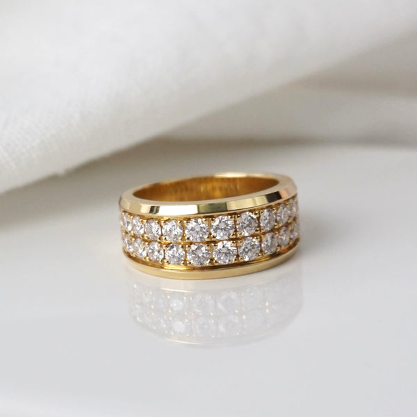 Yellow Gold & Diamond Two Row Anniversary Ring