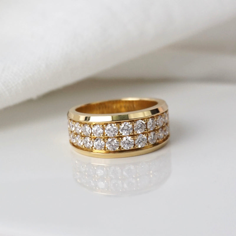 Yellow Gold & Diamond Two Row Anniversary Ring