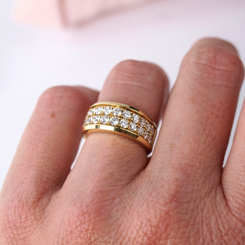 Yellow Gold & Diamond Two Row Anniversary Ring