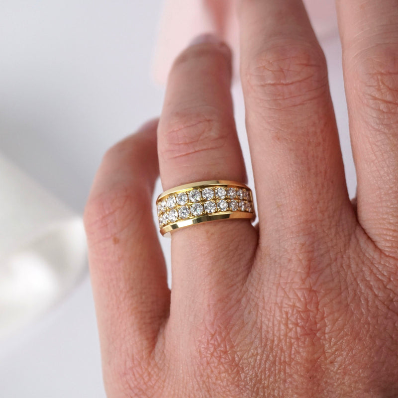 Yellow Gold & Diamond Two Row Anniversary Ring