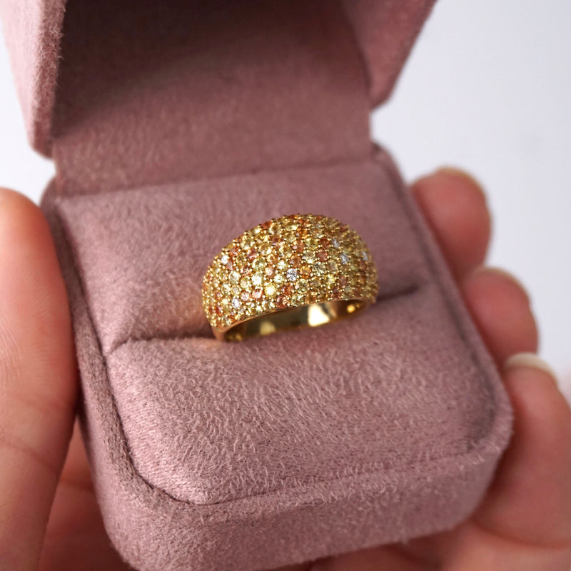 Natural Orange Sapphire, Yellow Sapphire & Diamond Dress Ring