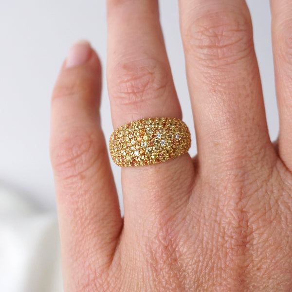 Natural Orange Sapphire, Yellow Sapphire & Diamond Dress Ring