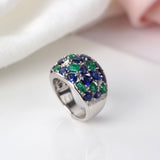 Natural Sapphire, Emerald & Diamond Dress Ring