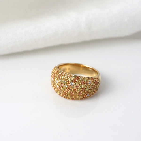 Natural Orange Sapphire, Yellow Sapphire & Diamond Dress Ring