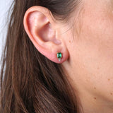 Emerald & Diamond Stud Earrings