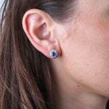 Sapphire & Diamond Fancy Halo Stud Earrings