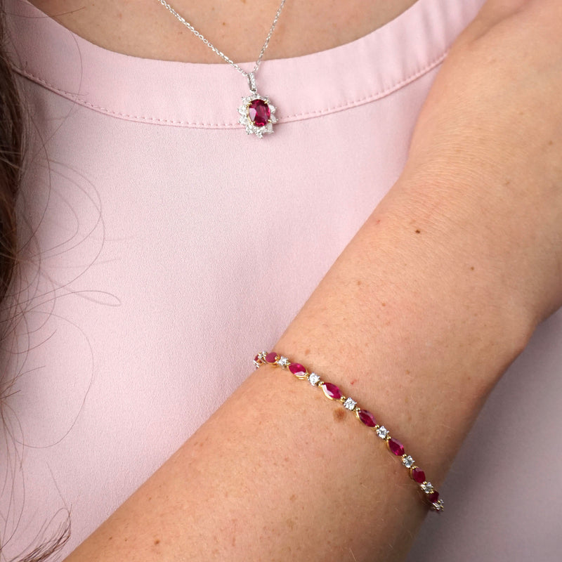 Ruby & Diamond Fancy Halo Pendant