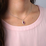 Ruby & Diamond Fancy Halo Pendant
