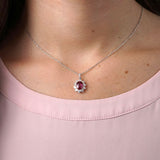 Ruby & Diamond Fancy Halo Pendant