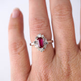 Ruby & Diamond Fancy Halo Ring