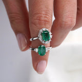 Emerald & Diamond Fancy Halo Ring