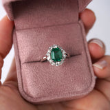 Emerald & Diamond Fancy Halo Ring