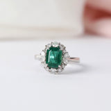 Emerald & Diamond Fancy Halo Ring