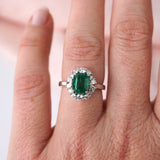 Emerald & Diamond Fancy Halo Ring