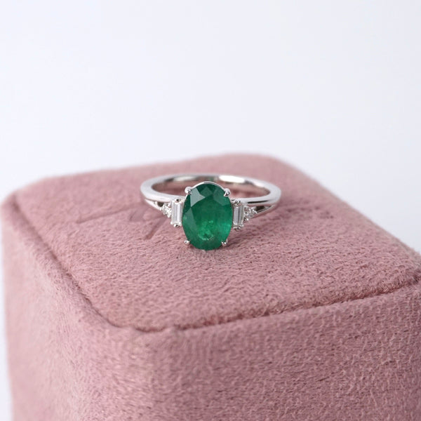 Natural Emerald & Diamond Dress Ring