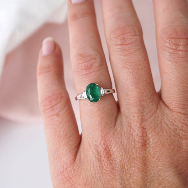 Natural Emerald & Diamond Dress Ring