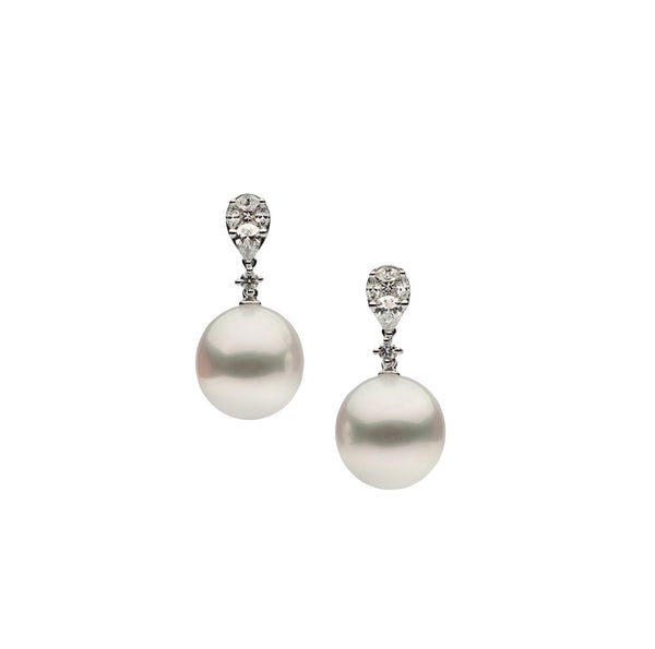 South Sea Pearl & Diamond Drop Earrings