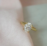 Lab Grown Olivia-Oval Shape Solitaire Diamond Engagement Ring in Yellow Gold
