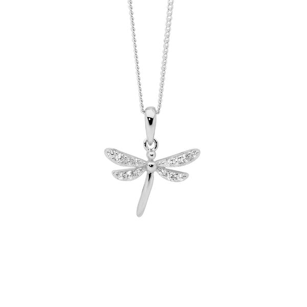 Sterling Silver Cubic Zirconia Dragonfly Pendant