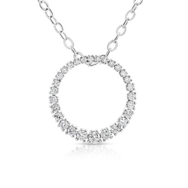 Diamond Endless Circle Pendant - White Gold