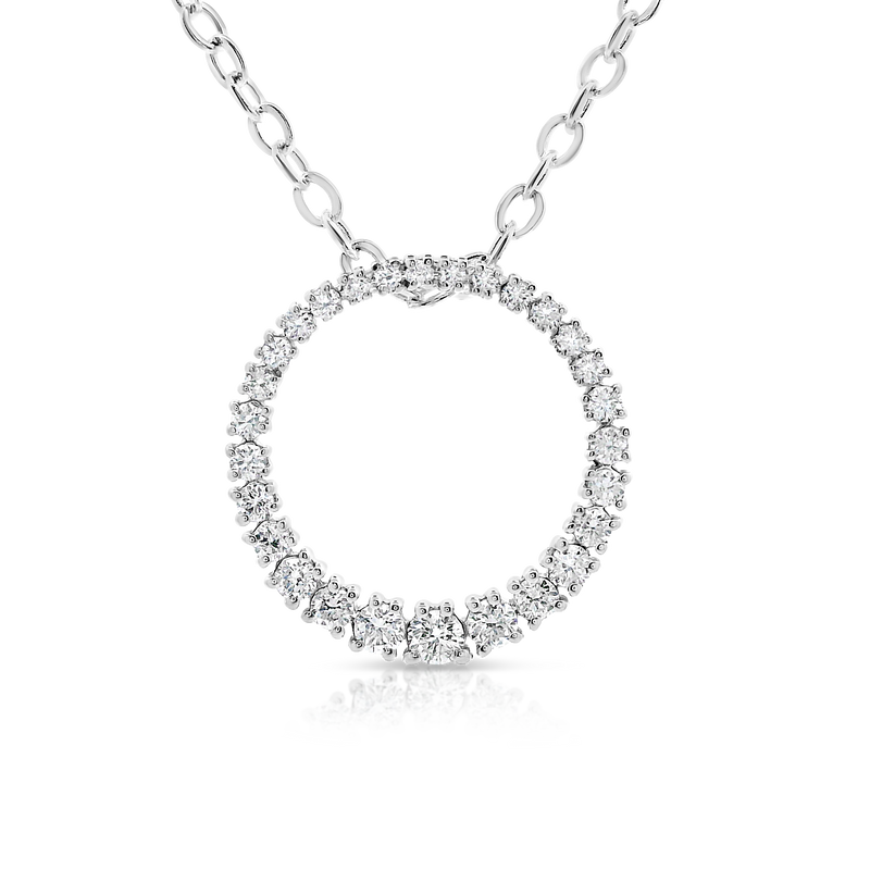 Diamond Endless Circle Pendant - White Gold