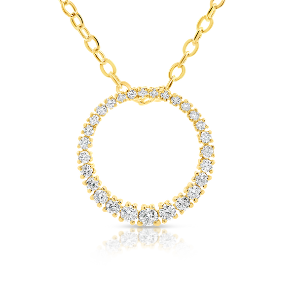 Diamond Endless Circle Pendant - Yellow Gold