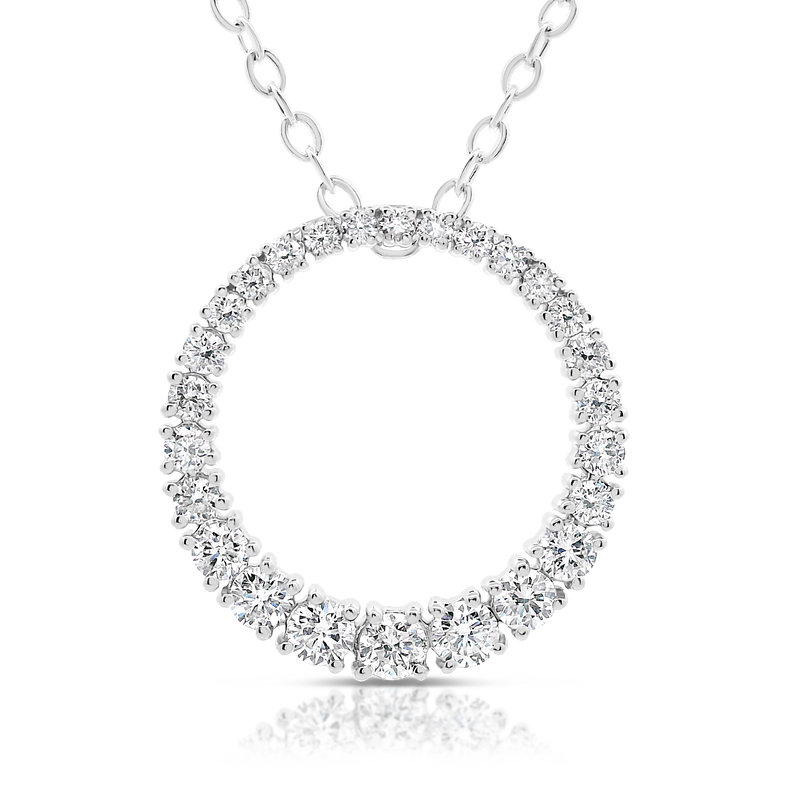 Diamond Endless Circle Pendant - White Gold