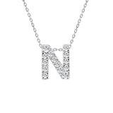 Diamond Initial Pendant & Chain - White Gold