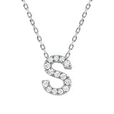 Diamond Initial Pendant & Chain - White Gold