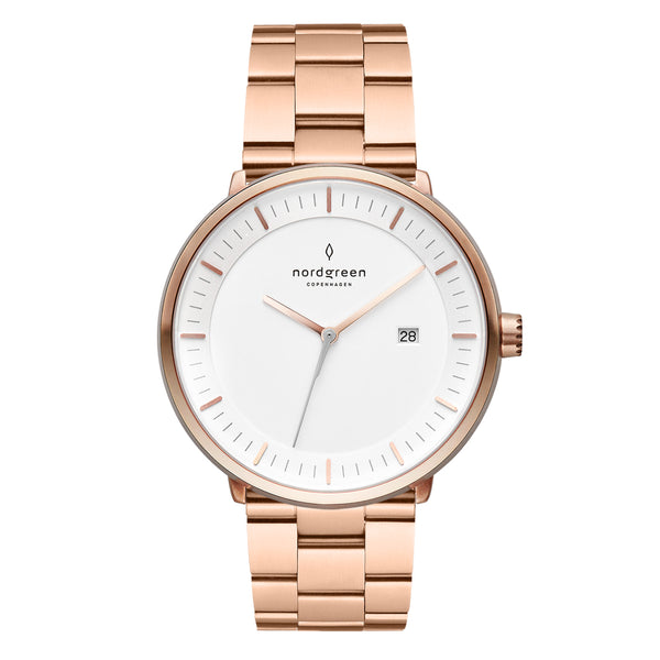 Nordgreen Philosopher Rose Gold White 36mm Dial and 5 Link Rose Gold Strap