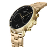 Nordgreen Pioneer Black 42mm Dial with 3 Link Gold Strap