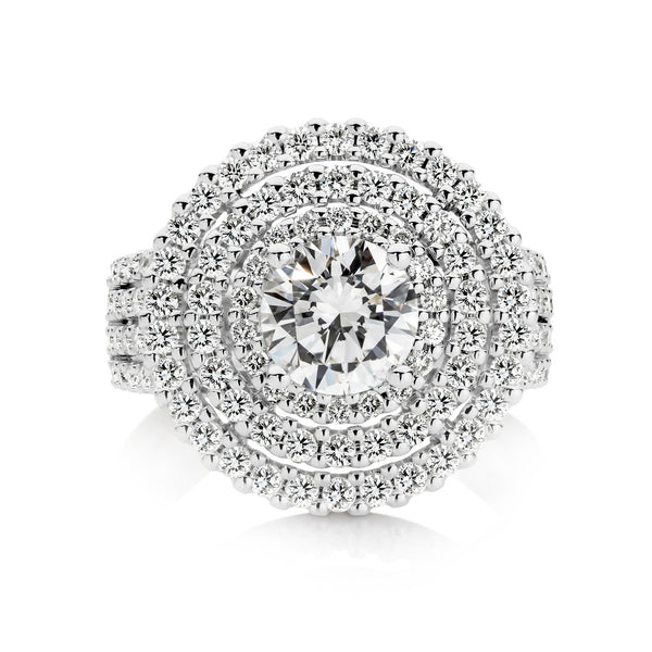 Trinity Triple Halo Statement Diamond Ring