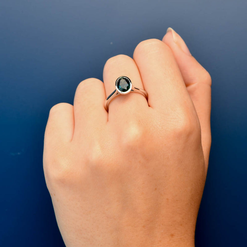 Adelia Australian Teal Sapphire Ring