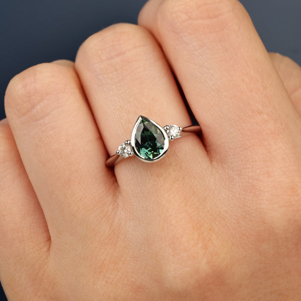 Elandra Australian Teal Sapphire & Diamond Ring