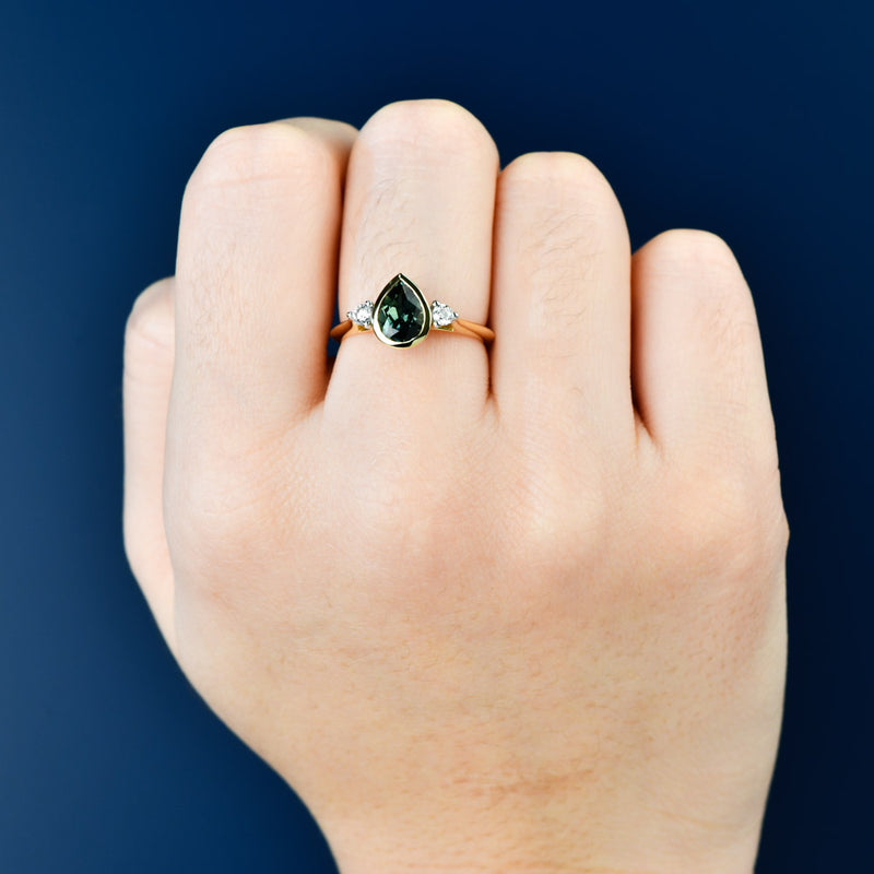 Elandra Australian Teal Sapphire & Diamond Ring