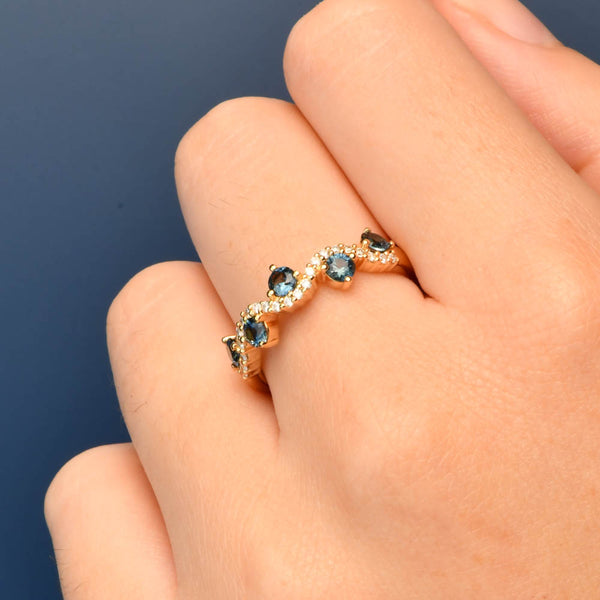 Savannah Australian Teal Sapphire Ring