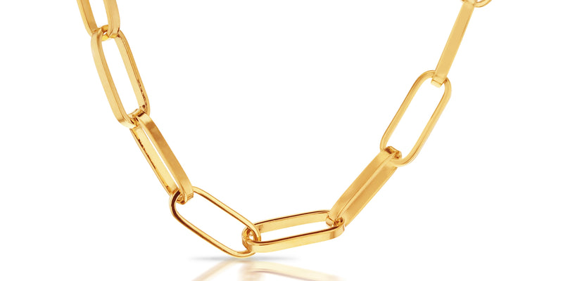 Yellow Gold Paper Clip 45cm Necklace