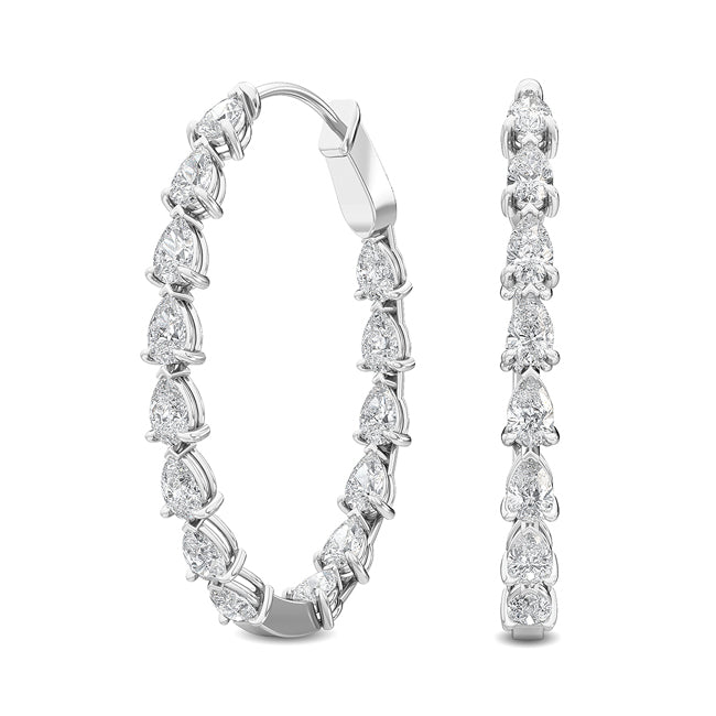 Lab Grown Pear Shape Diamond Inside Out Hoops