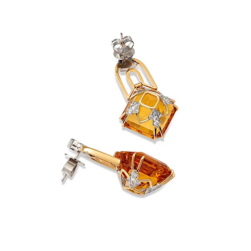 Citrine, Diamond and Ruby Drop earrings