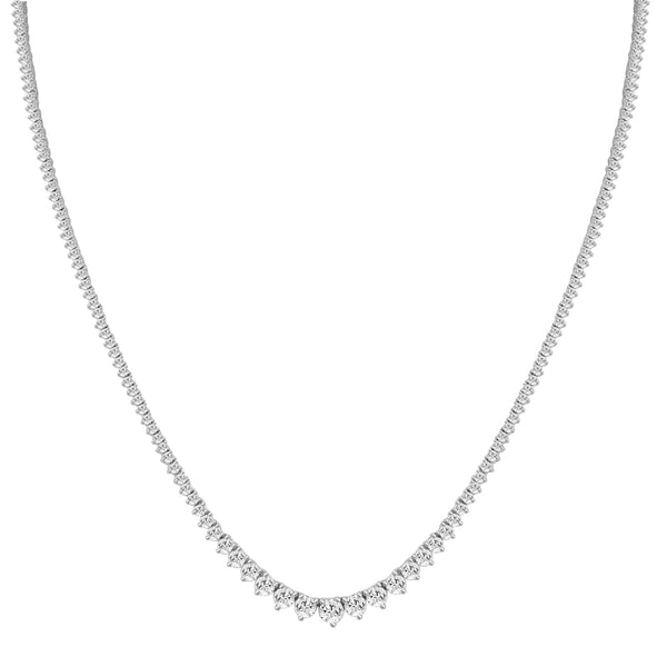 Diamond Graduating Tennis Necklace - White gold