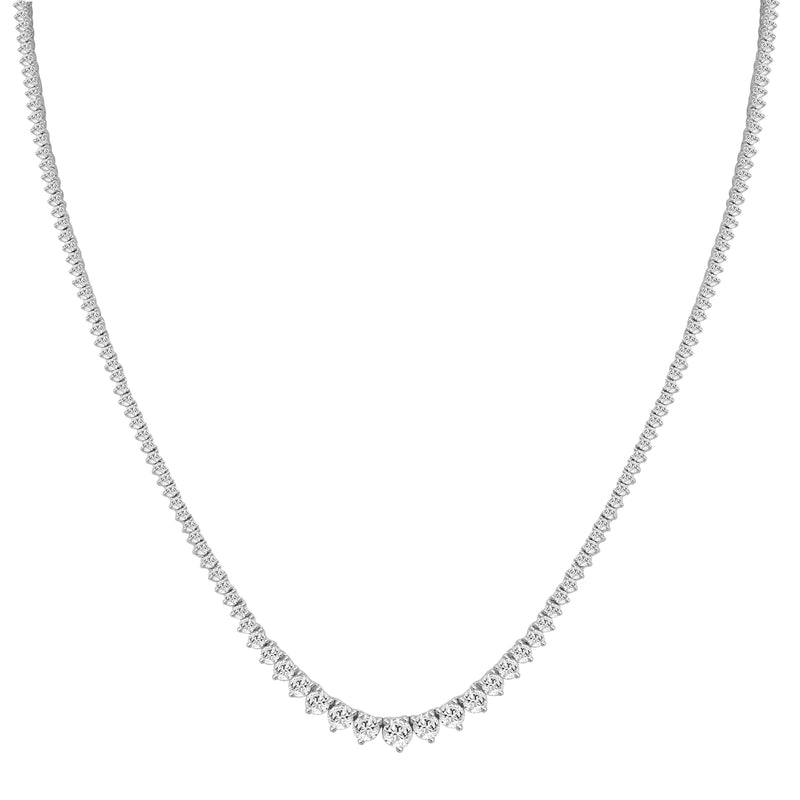 Diamond Graduating Tennis Necklace - White gold