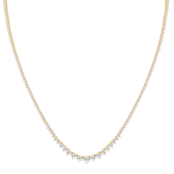 Diamond Graduating Tennis Necklace - Yellow Gold