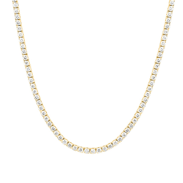 Classic Diamond Set Tennis Necklace - Yellow Gold