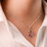 18ct White Gold Sapphire and Diamond Teardrop Pendant