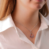 18ct White Gold Sapphire and Diamond Teardrop Pendant