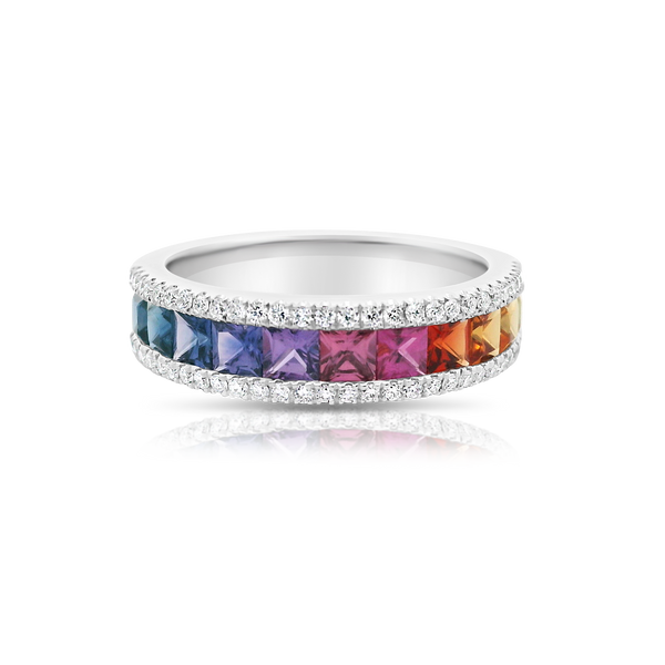 Multi Coloured Sapphire & Diamond Anniversary Ring