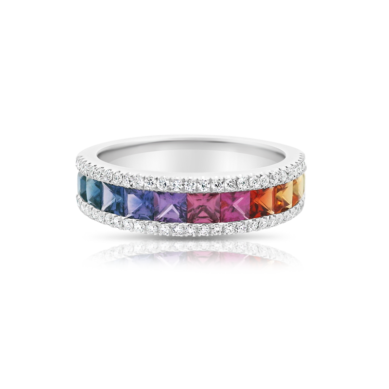 Multi Coloured Sapphire & Diamond Anniversary Ring