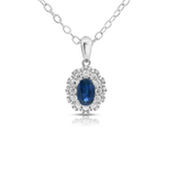 Sapphire and Diamond Double Halo Pendant