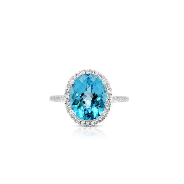 Blue Topaz and Diamond Ring